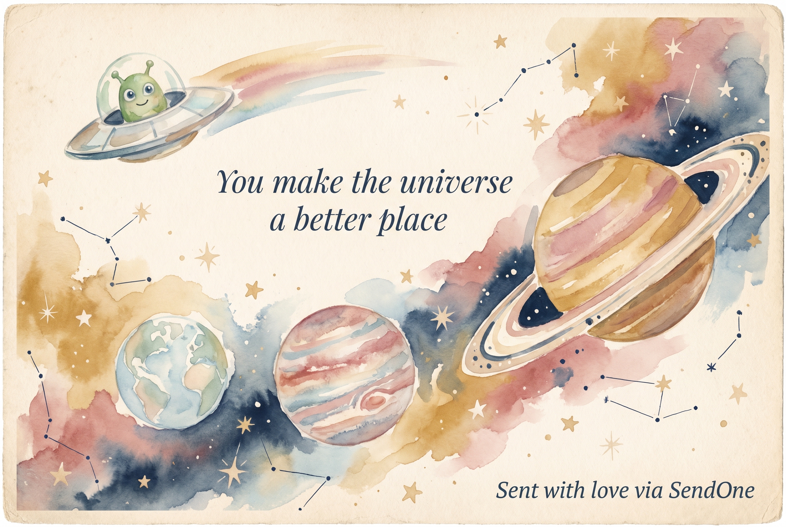 UNIVERSE postcard front